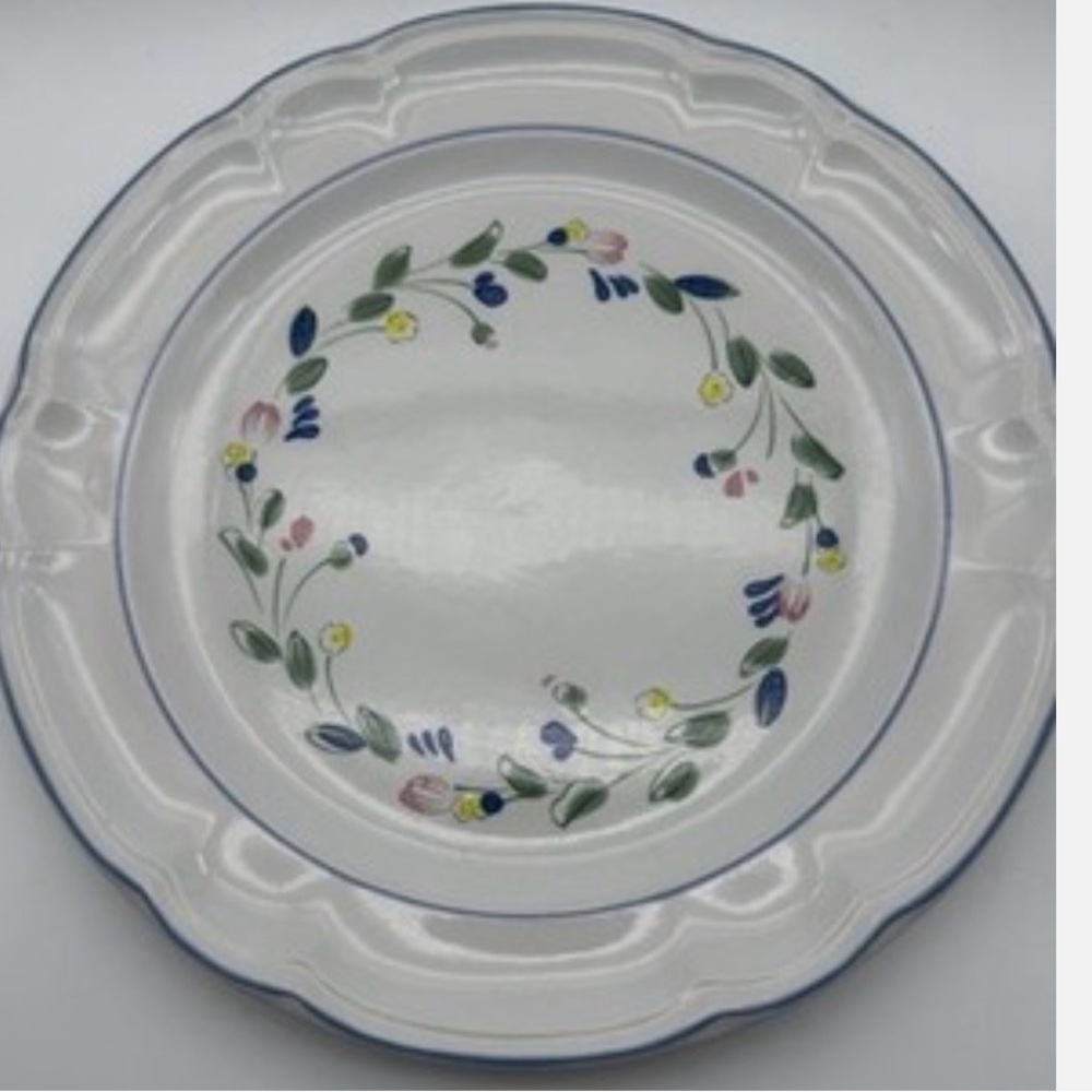 One 10.5” Vintage Floral Expressions Hand Decorated Stoneware